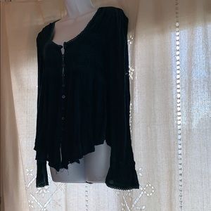 Free People teal bluebird blouse size s